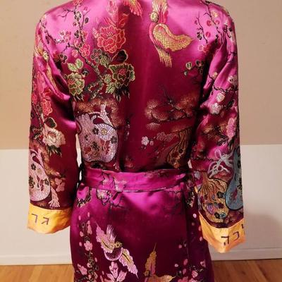  Vintage Chinese Kimono Coat embroidered brocade blossoms & Peony