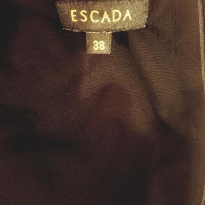 Vtg Escada Couture wool blend beige black  draped dress Euro-38 