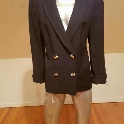 Vintage  Louis Feraud Germany navy  pure virgin wool double breasted jacket