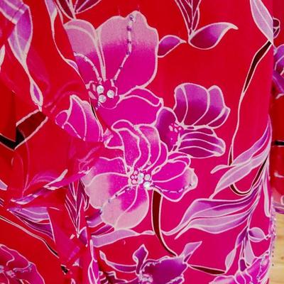Silk chiffon ruffle large size top with beads and sequins Fuschia/ lavender
