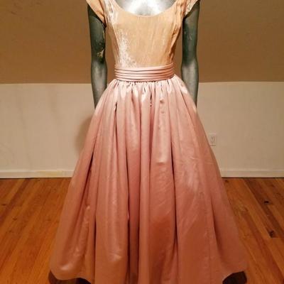 AFTER FIVE Couture gown velvet bodice silk shantung skirt w/crinoline