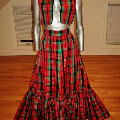 Vtg Tina Pisa-Relli Italy chex hobo skirt bolero ensemble