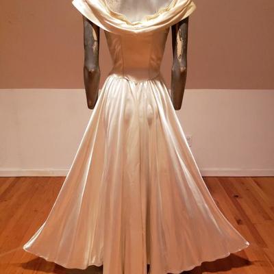 French Chateau Actor liquid Peau de Soie majestic Gown Circa 1930's