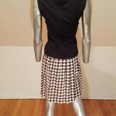 Vtg 1950 Scooter two tone dress pleated skirt jersey