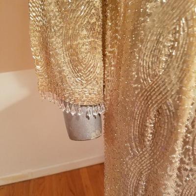 Vtg French Couture layering evening flapper fully beaded gown