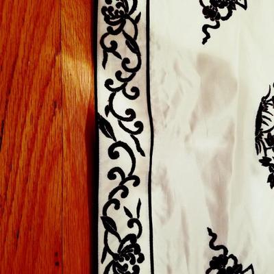 Vintage 1940's two silk satin Chinese hand embroidered wide pants tie ribbon