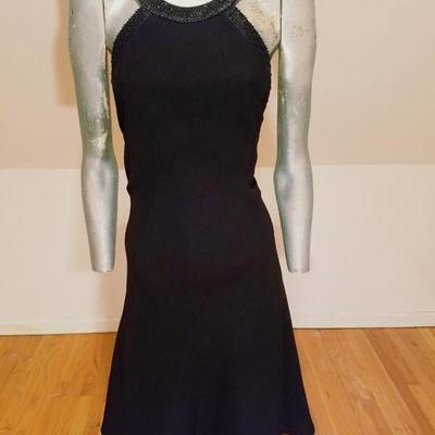 Vintage Black caged Trapeze dress embellished bodice