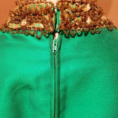 Vtg Trapeze highly embellished silk shantung dress Circa 1960