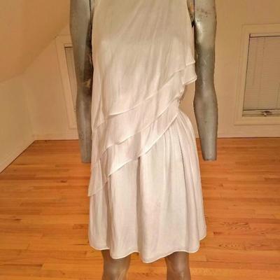 Zara Grecian mini layered silk blend dress