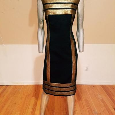 Tory Burch cocktail dress with metallic lame accents