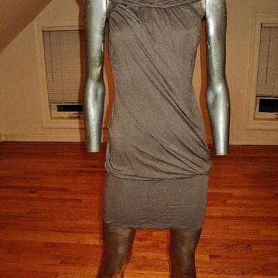 Ogle designer draped grecian mini dress brushed cotton/ blend knit