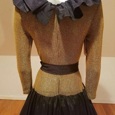 Vtg Bill Blass Couture gold lame' shantung Maxi Formal gown