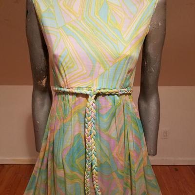 Tori Richard Honolulu  Empire pastel ruffle dress braided belt