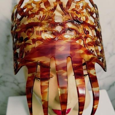 Vtg 1920 very Large Celluloid Mantilla Peineta Hair Comb