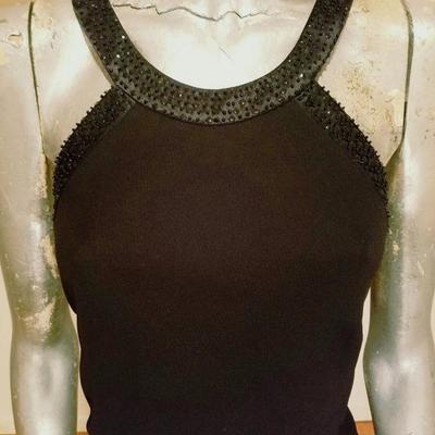 Vintage Black caged Trapeze dress embellished bodice