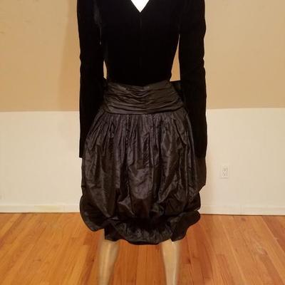 Vtg Haute Couture dress Nina Ricci Paris Saks 5th Ave Taffeta Velour Balloon