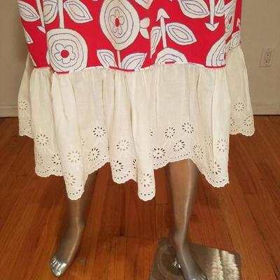 Vtg Lord&Taylor hand painted dress eyelet