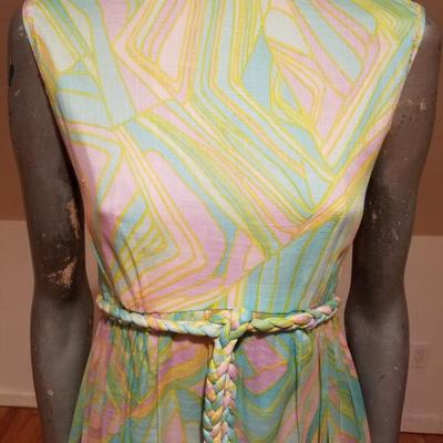 Tori Richard Honolulu  Empire pastel ruffle dress braided belt