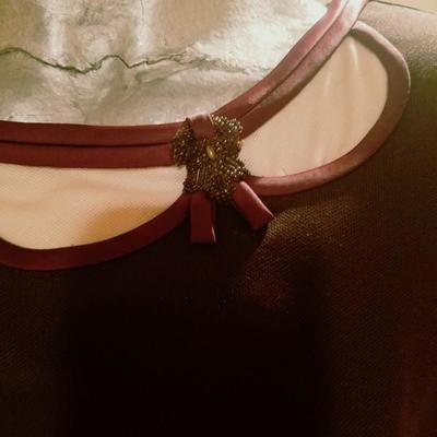 Circa 1940's skirt/top ensemble ribbon trim beads detail