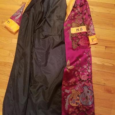  Vintage Chinese Kimono Coat embroidered brocade blossoms & Peony