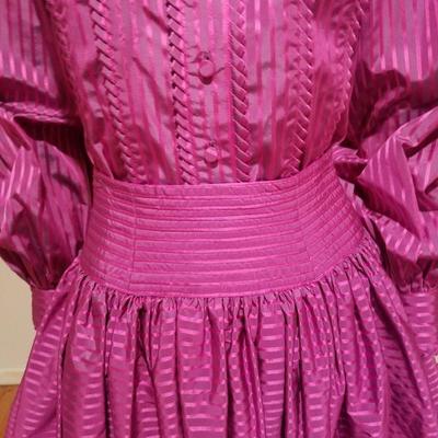 Vtg 1970's Adele Simpson peasant style skirt/top ensemble Magenta silk