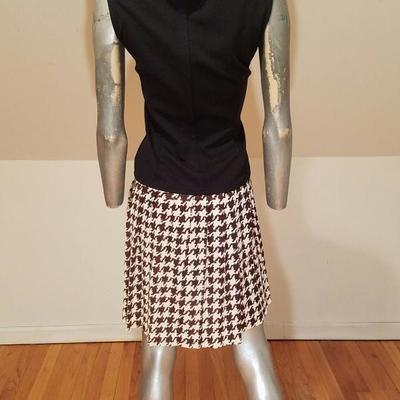 Vtg 1950 Scooter two tone dress pleated skirt jersey