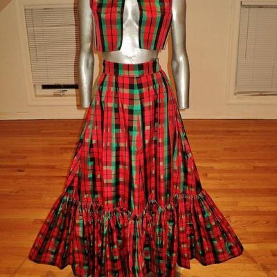 Vtg Tina Pisa-Relli Italy chex hobo skirt bolero ensemble