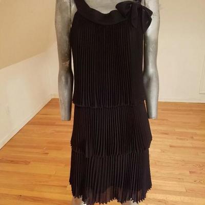 Vintage Charleston flapper dress layers pencil pleated  Kitten bow