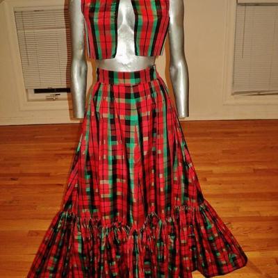 Vtg Tina Pisa-Relli Italy chex hobo skirt bolero ensemble