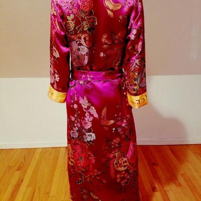  Vintage Chinese Kimono Coat embroidered brocade blossoms & Peony