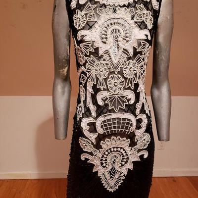 Flapper Vtg Layering silk heavily beaded evening coutur dress 