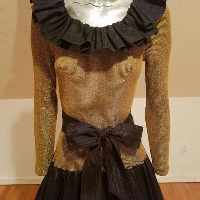 Vtg Bill Blass Couture gold lame' shantung Maxi Formal gown