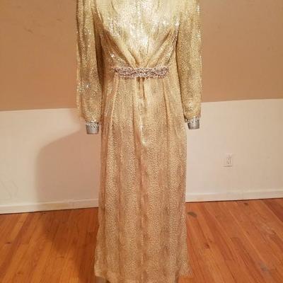 Vtg French Couture layering evening flapper fully beaded gown