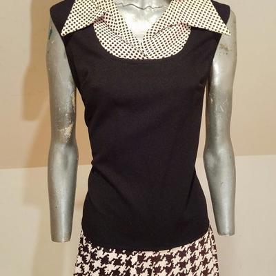 Vtg 1950 Scooter two tone dress pleated skirt jersey