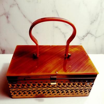 BAKELITE 1930's vintage purse gold metal filigree