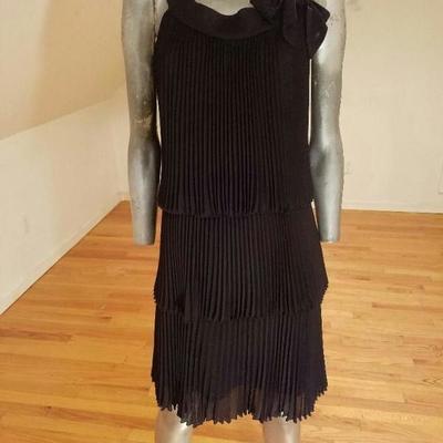 Vintage Charleston flapper dress layers pencil pleated  Kitten bow