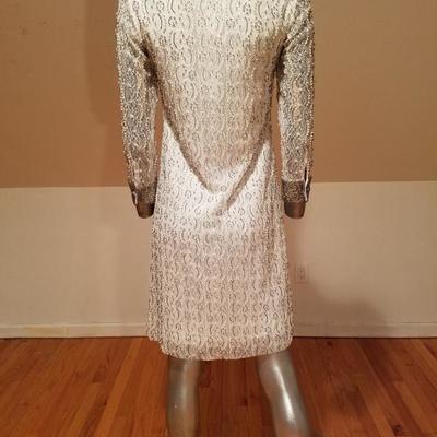 Vtg 1960 Heavily beaded Sheath dress Charles & Co Hong Kong