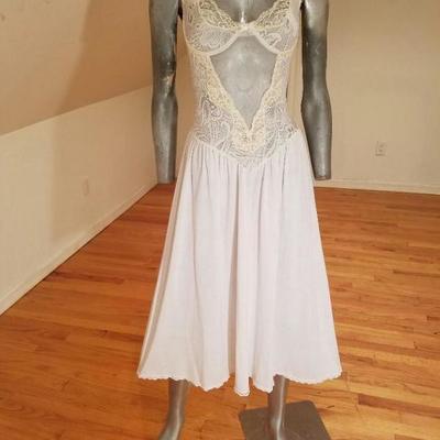 Vtg basque Slip Longline lace w/underwire lace bra fluid skirt