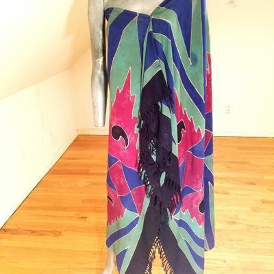 Vtg stone dyed rare Toga shawl dress fringes