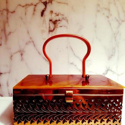 BAKELITE 1930's vintage purse gold metal filigree