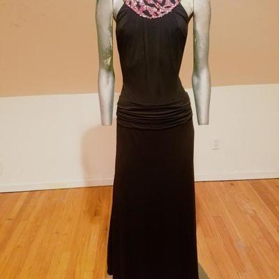 Vintage Kay Unger couture embellished draped gown shirred waist