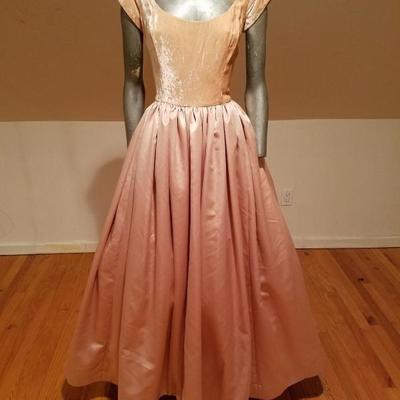 AFTER FIVE Couture gown velvet bodice silk shantung skirt w/crinoline