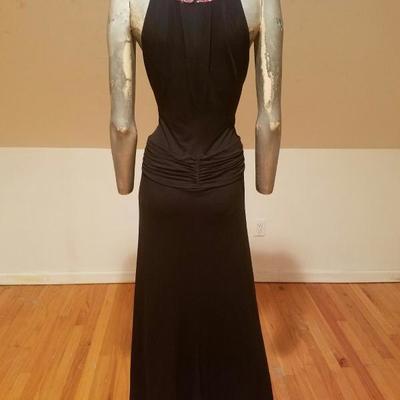 Vintage Kay Unger couture embellished draped gown shirred waist