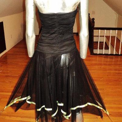 Vtg strapless handkerchief high low tulle dress with ribbons