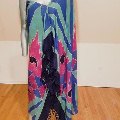 Vtg stone dyed rare Toga shawl dress fringes