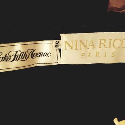 Vtg Haute Couture dress Nina Ricci Paris Saks 5th Ave Taffeta Velour Balloon