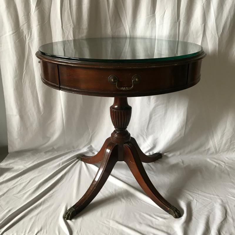 Lot 78 Round Leather Top Side Table