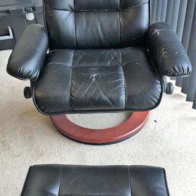 Bonded Leather Recliner with Ottoman