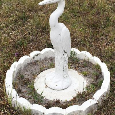 Pair of Stone Birds (one tall & one short) with Curbing