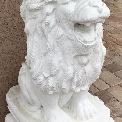 Stone Lions X 2 on Pedestals